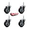 Service Caster 35 Inch Black Polyurethane Wheel Swivel 58 Inch Threaded Stem Caster Set Service Caster SCC-TS20S3514-PPUB-BLK-58212-4 - alternate 2